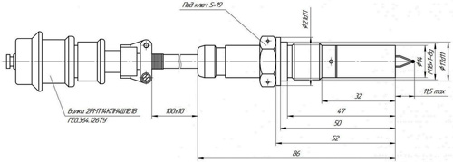 Чертеж габаритных размеров датчика ИС-470А