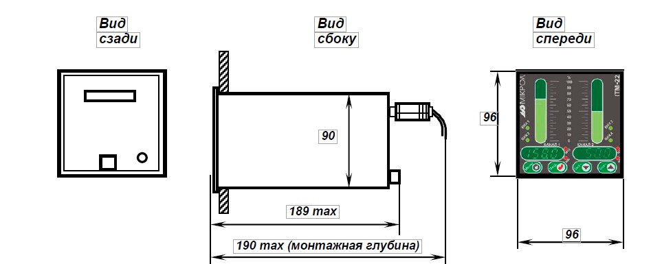 Схема габаритных размеров индикатора ИТМ-22