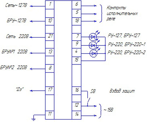 Схема подключения Реле РУ 127