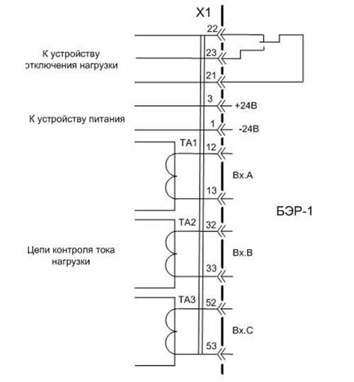 Схема подключения блока БЭР-1